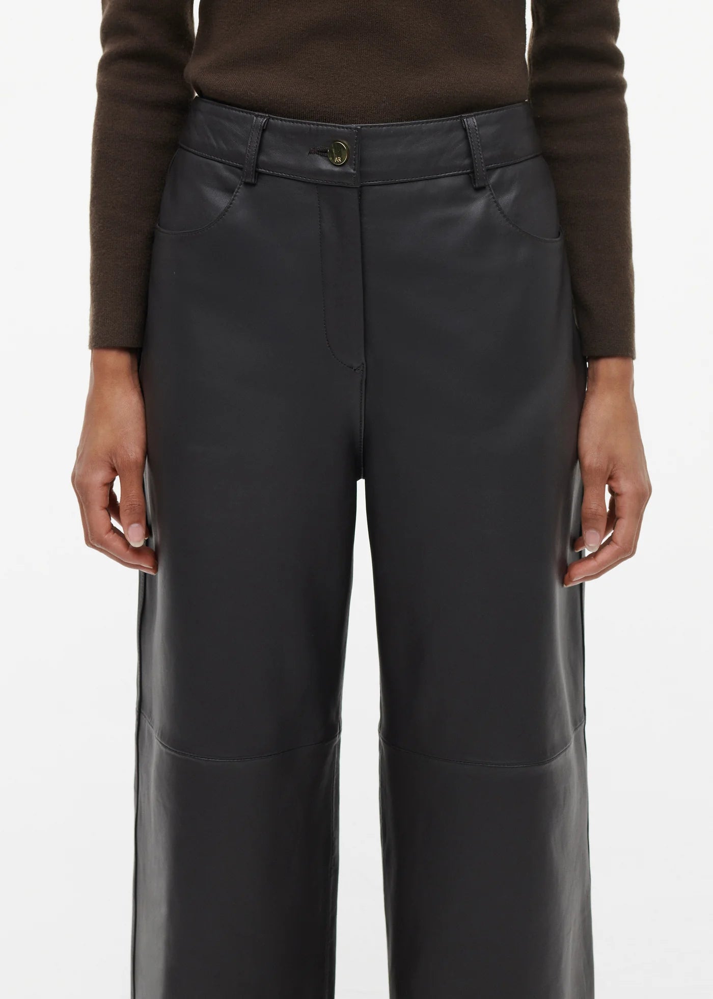 STUDIO AR | Leren wijde broek Tess