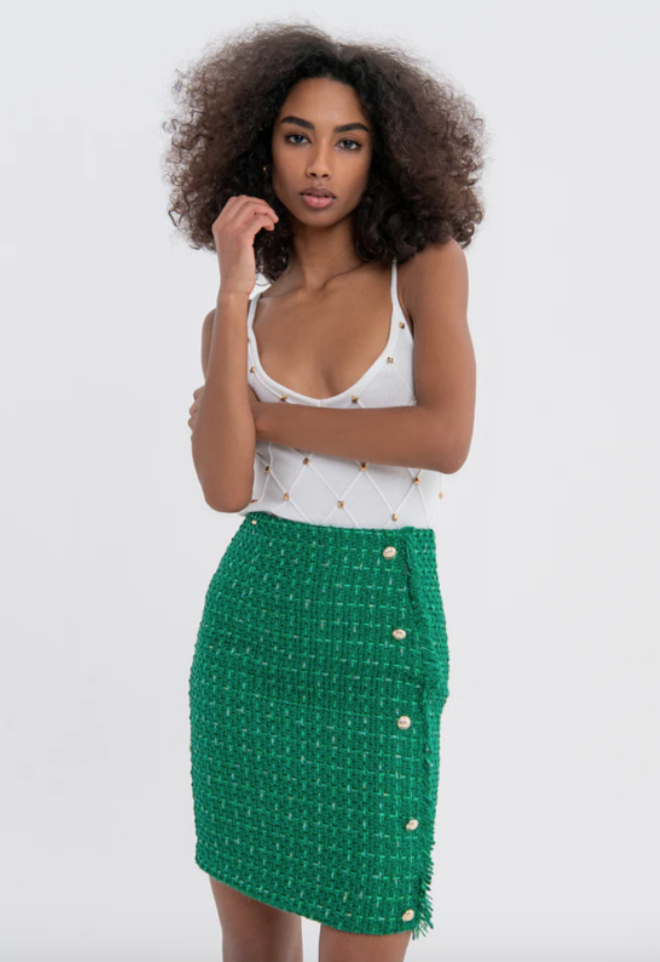 FRACOMINA | Green Boucle Skirt