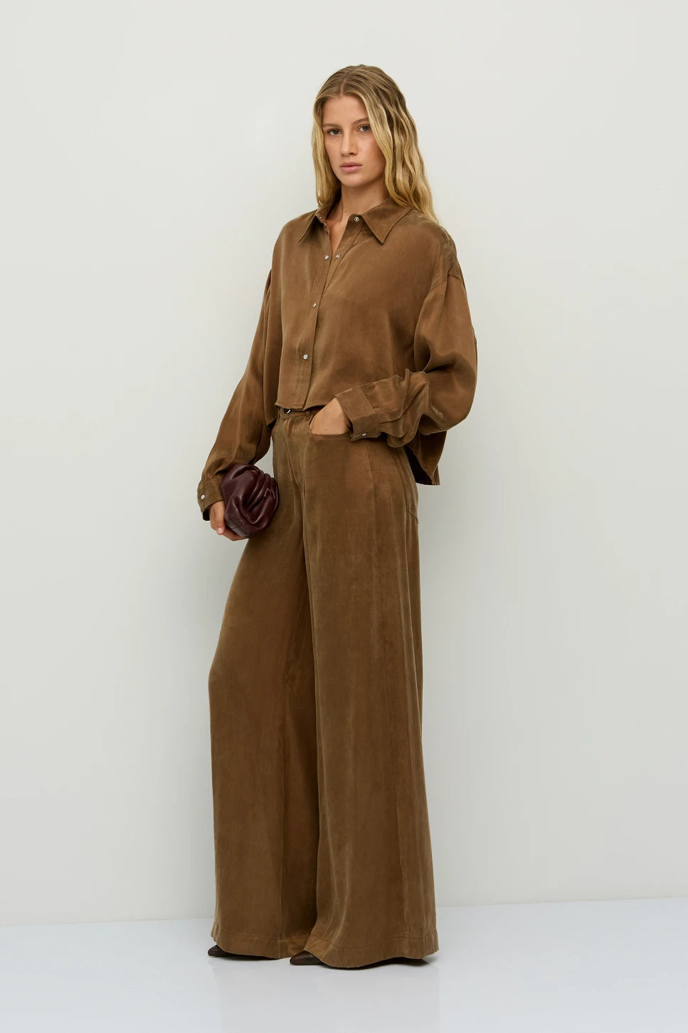 BSB | Suede wide-leg trousers