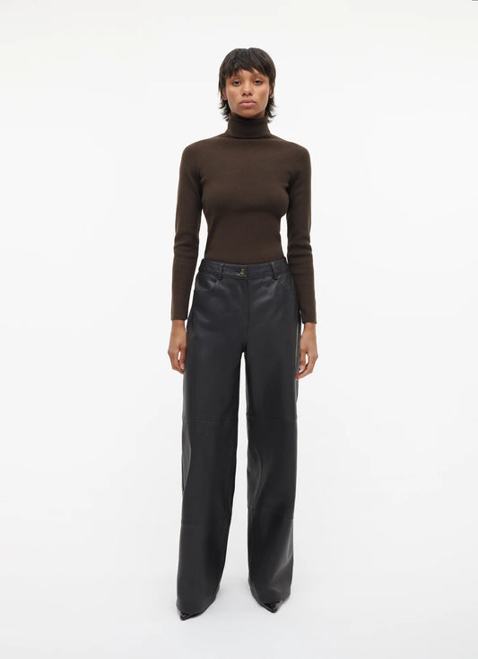 STUDIO AR | Leren wijde broek Tess